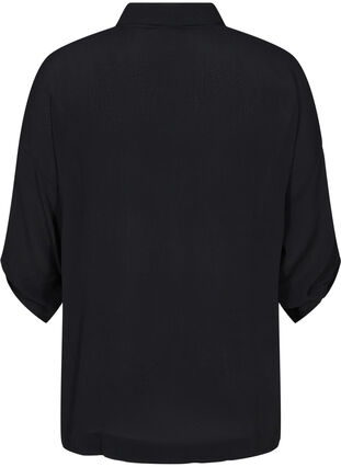 Viscose shirt with 3/4 sleeves, Black, Packshot image number 1
