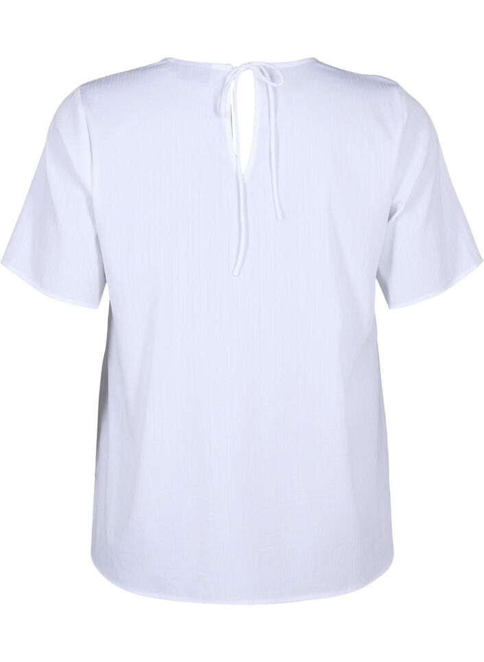 Short-sleeved viscose blouse with ties, Bright White, Packshot image number 1