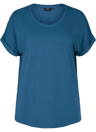 Round neck t-shirt made from a viscose mix, Majolica Blue, Packshot image number 0