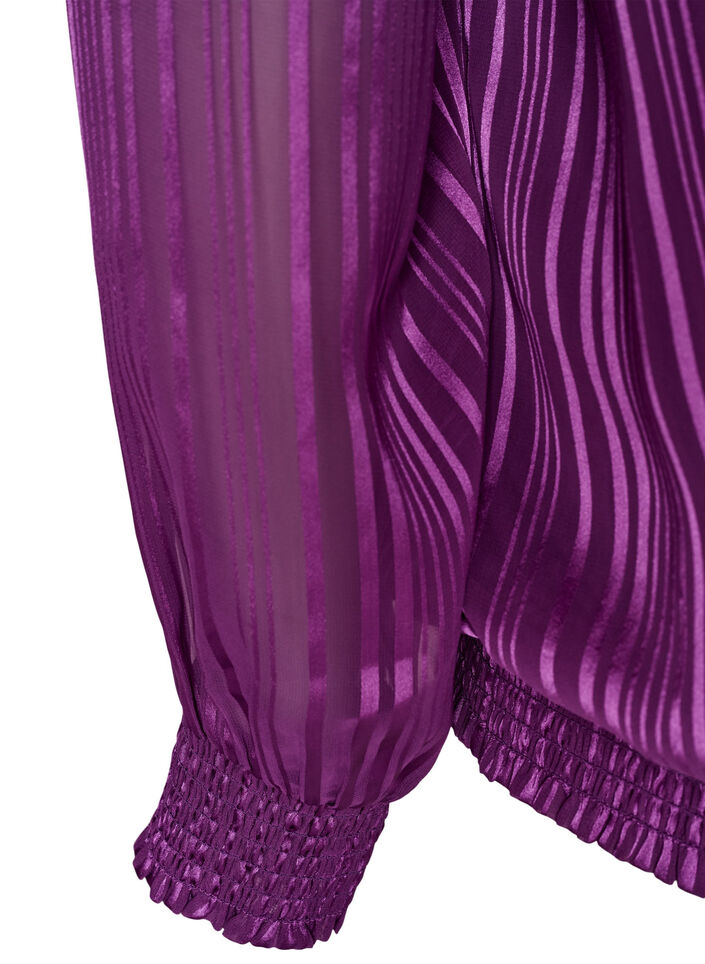 Striped blouse with a balloon shape, Purple, Packshot image number 3