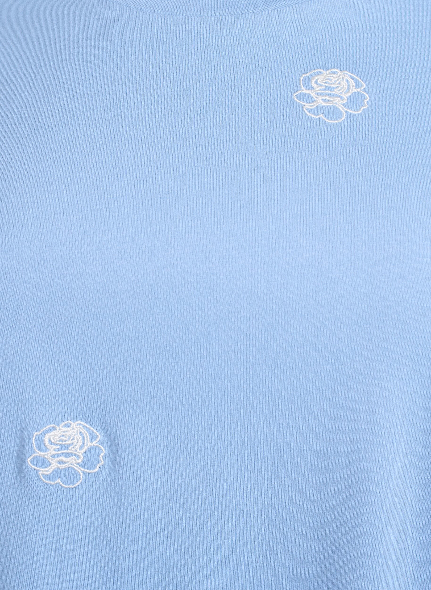 Zizzifashion T-shirt in organic cotton with embroidered motifs, Light Blue, Packshot image number 2