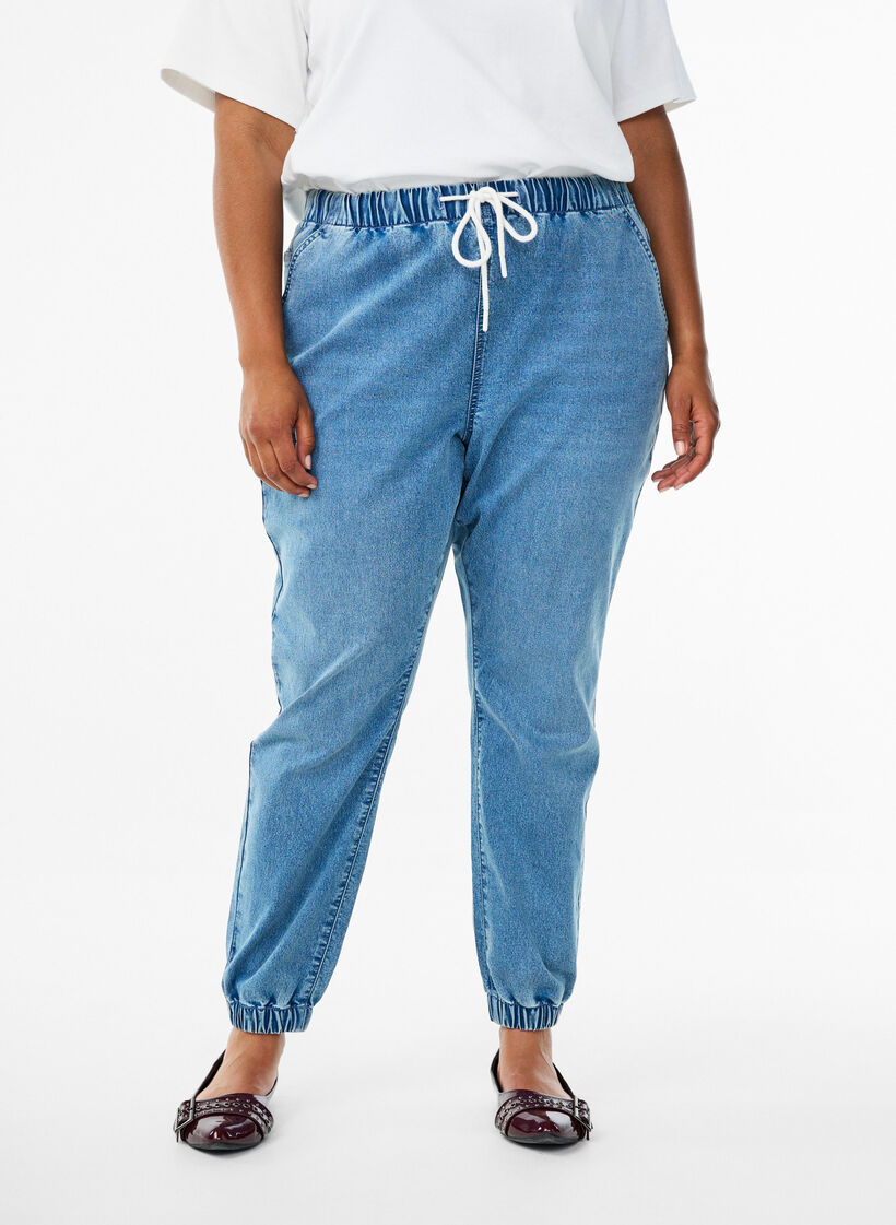 Denim joggers with pockets, Light Blue, Model image number 3
