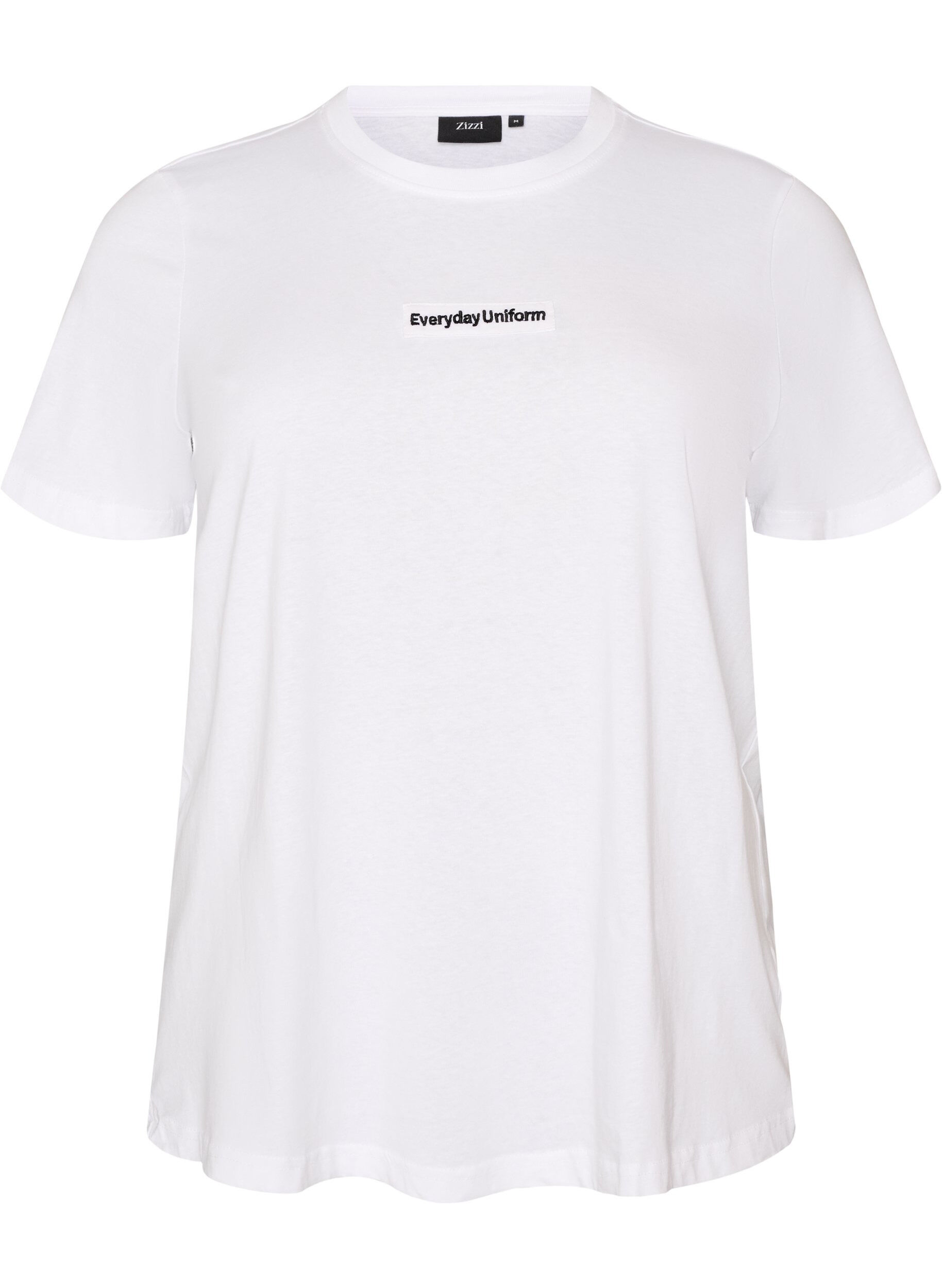ZizzifashionCotton T-shirt with text badge, White, Packshot image number 0