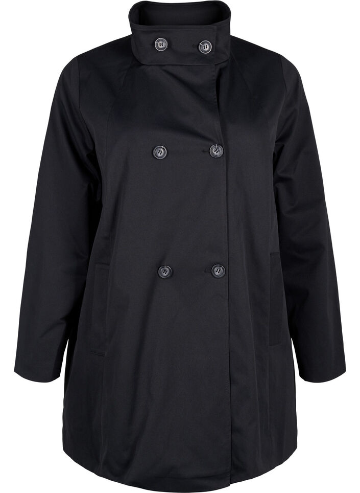 Water-repellent spring jacket with an A-line cut, Black, Packshot image number 0