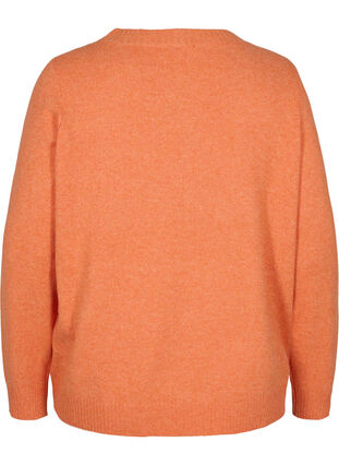 Short knitted cardigan with contrast-colour buttons, Mandarin Orange Mel, Packshot image number 1