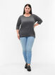 Malange blouse with 3/4 sleeves, Dark Grey Melange, Model image number 2
