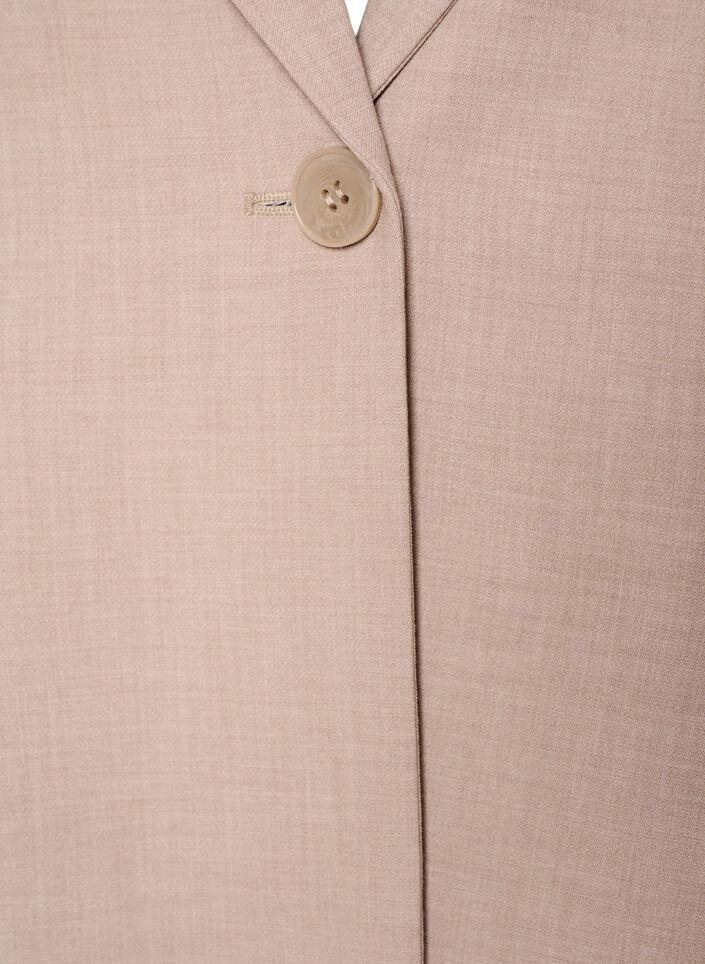 Classic blazer with single button closure and pockets, Beige, Packshot