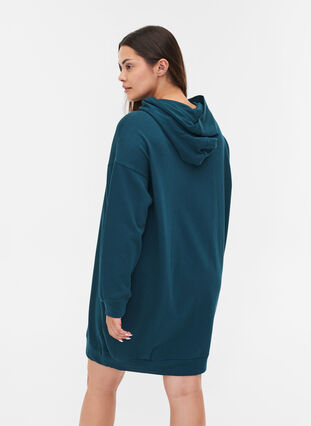Sweat dress with hood and zipper, Reflecting Pond, Model image number 1