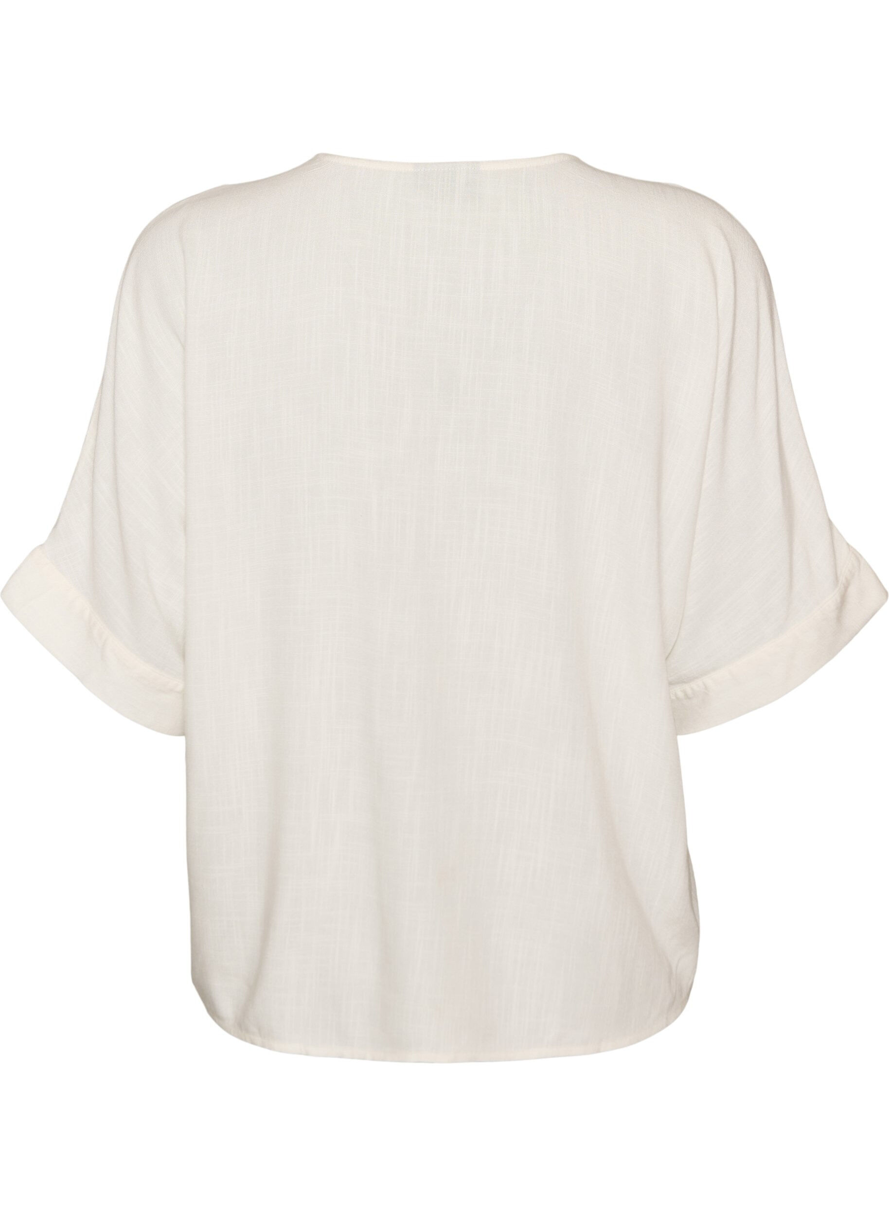 Zizzifashion Viscose blouse with crochet trim and buttons, Vanilla, Packshot image number 1