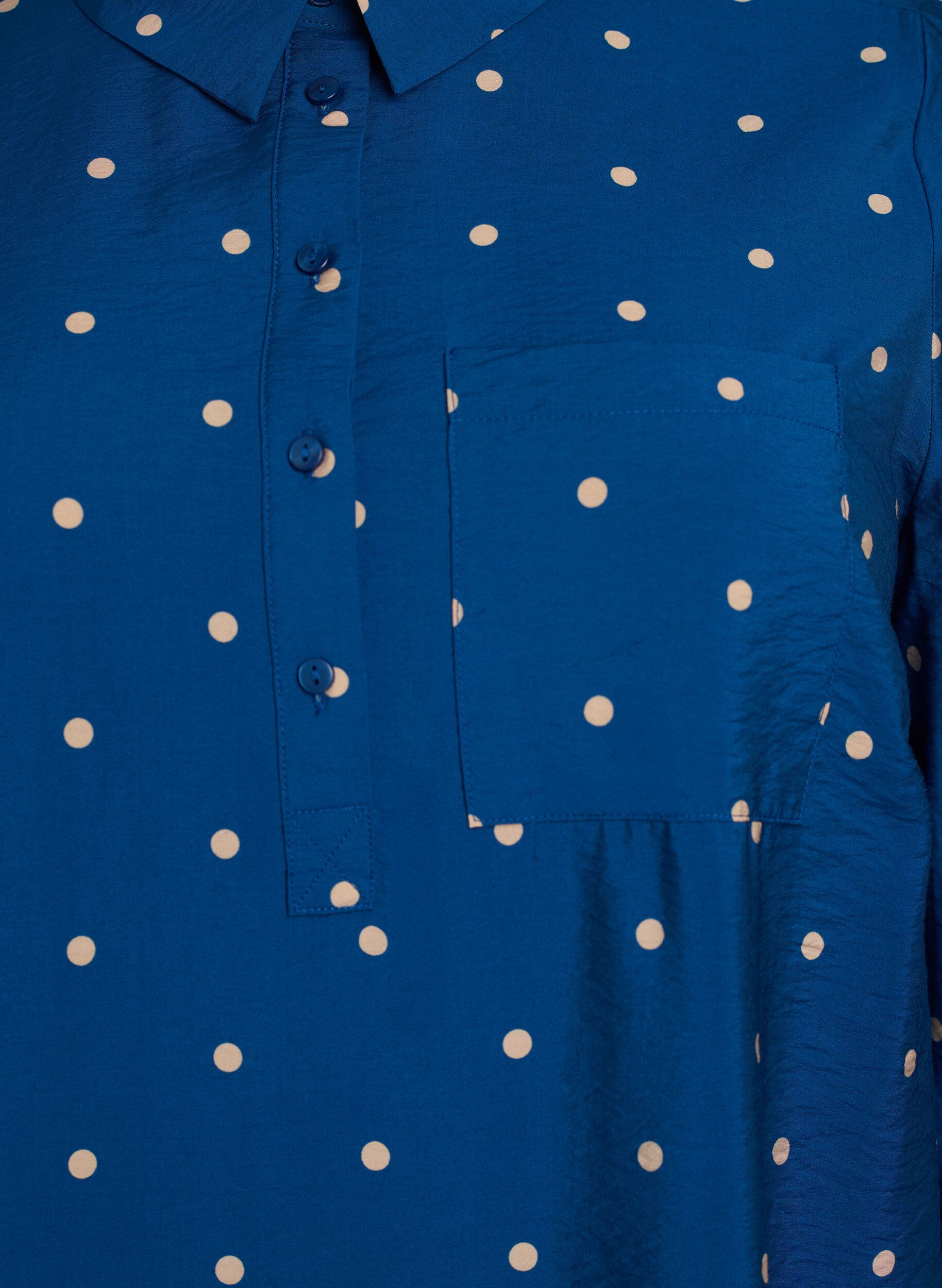 Zizzifashion Short dress with collar and chest pocket, Blue, Packshot image number 2