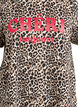 T-shirt with leopard print and text, Brown, Packshot image number 2