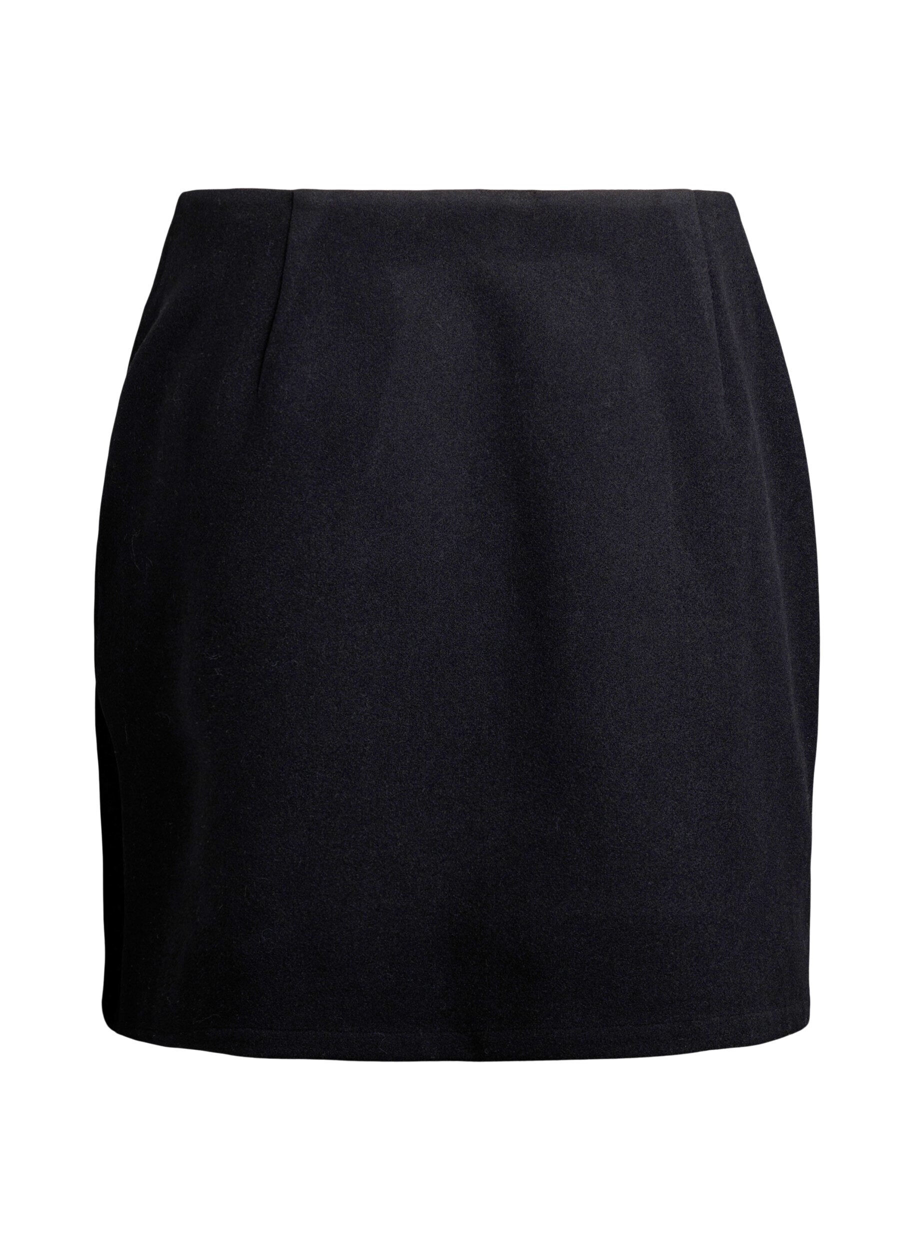 Zizzifashion Wrap mini skirt with button detailing, Black, Packshot image number 1