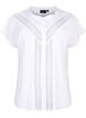 Viscose blouse with lace trim, Bright White, Packshot image number 0