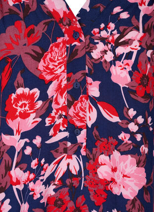 Floral viscose tunic with 3/4 sleeves, Flower AOP, Packshot image number 2