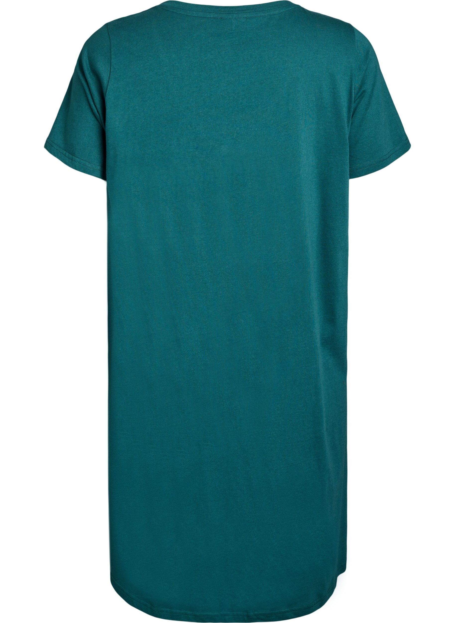 Zizzifashion Organic cotton nightgown with v-neck, Green, Packshot image number 1