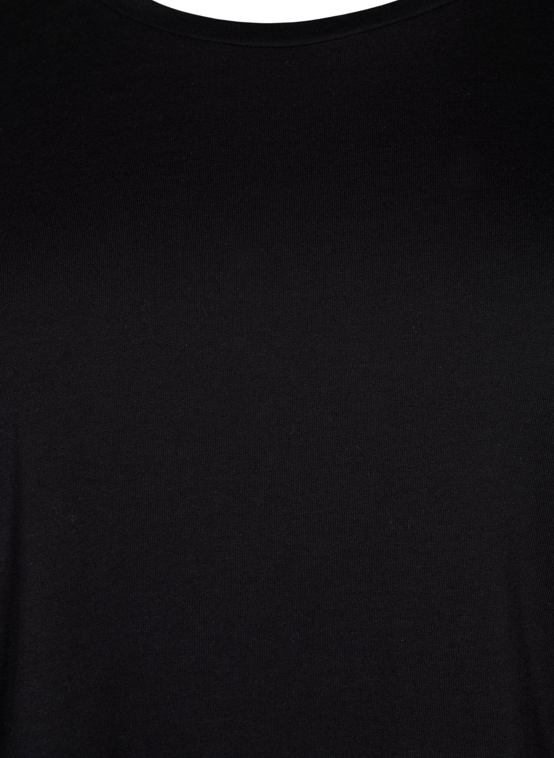 Zizzifashion Cotton t-shirt with 2/4 sleeves, Black, Packshot image number 2