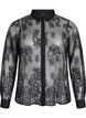 Transparent lace shirt with long sleeves, Black, Packshot image number 0