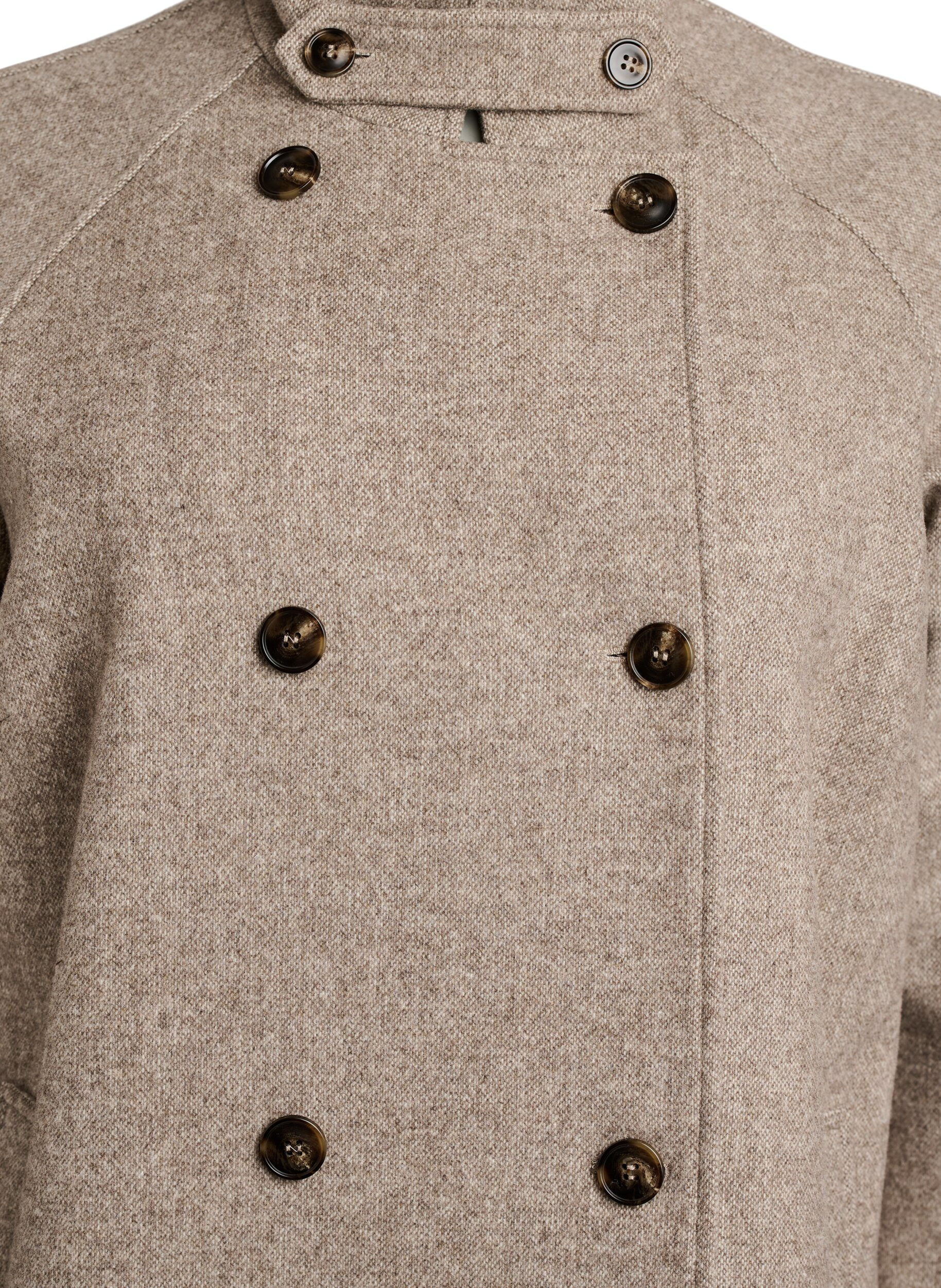 ZizzifashionLong wool coat with a high collar and double-breasted design, Brown, Packshot image number 2
