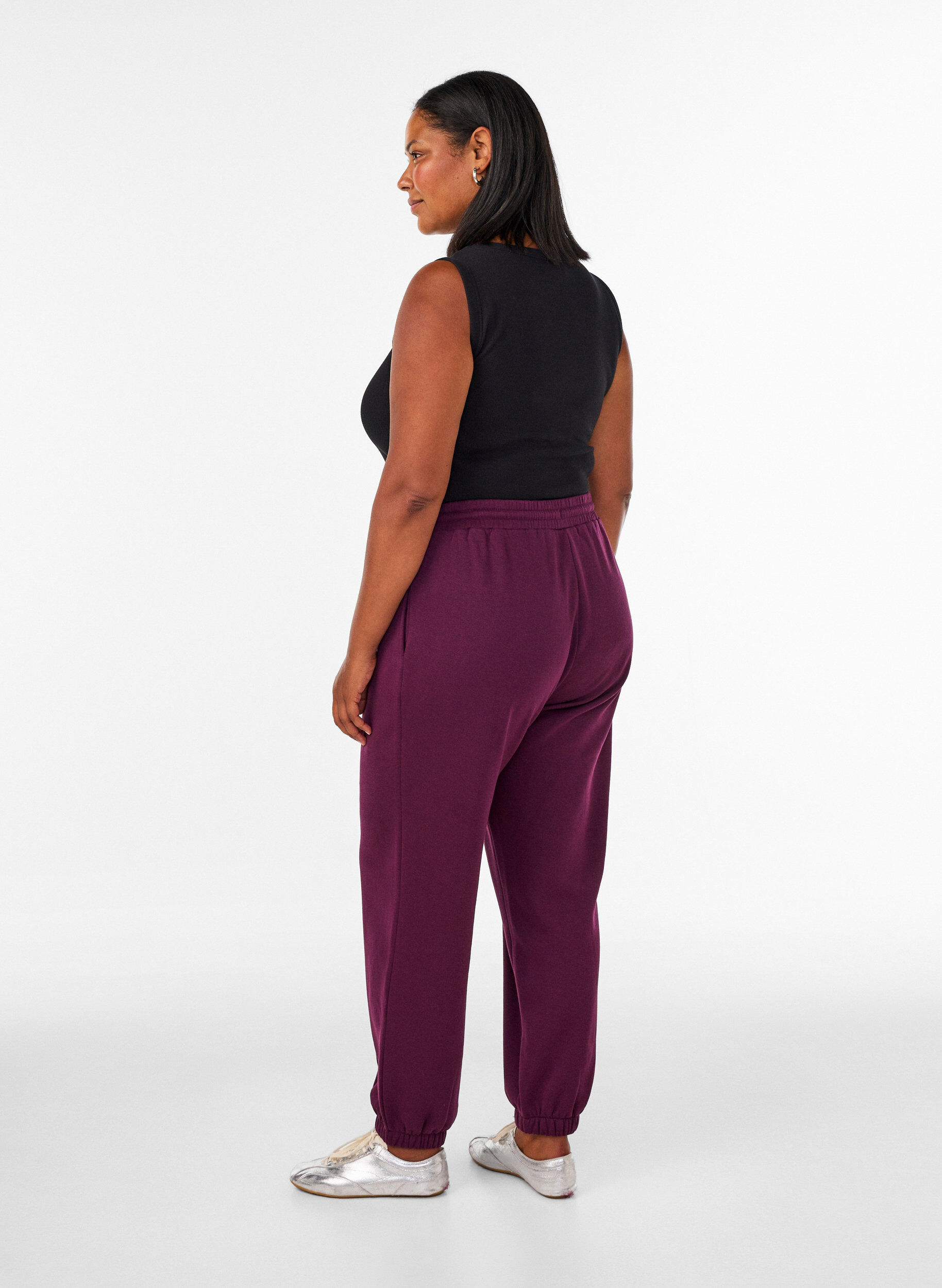 ZizzifashionHigh-waisted sweatpants with drawstring, Purple, Model image number 1