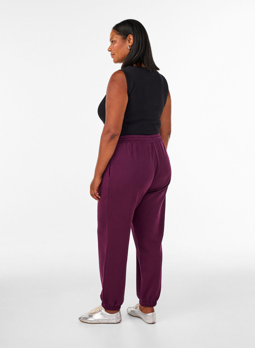 High-waisted sweatpants with drawstring, Purple, Model image number 1