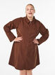 Short twill dress with zipper, Brown, Model image number 0