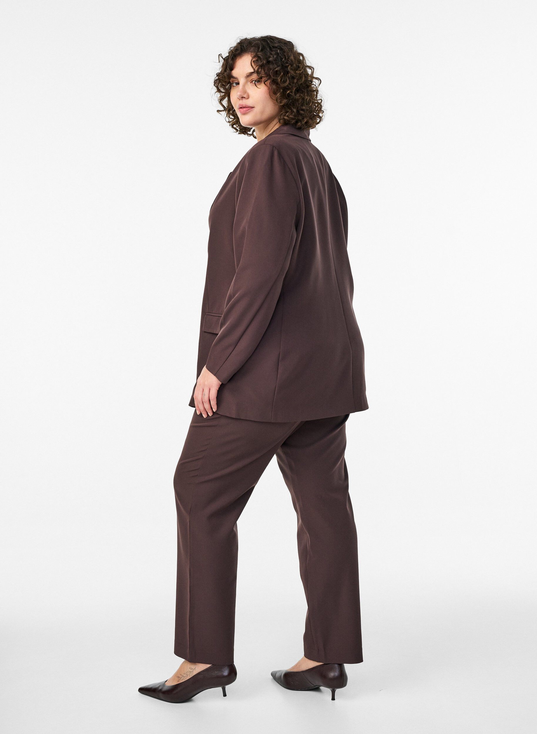 Zizzifashion Trousers with pockets and straight legs, Brown, Model image number 1