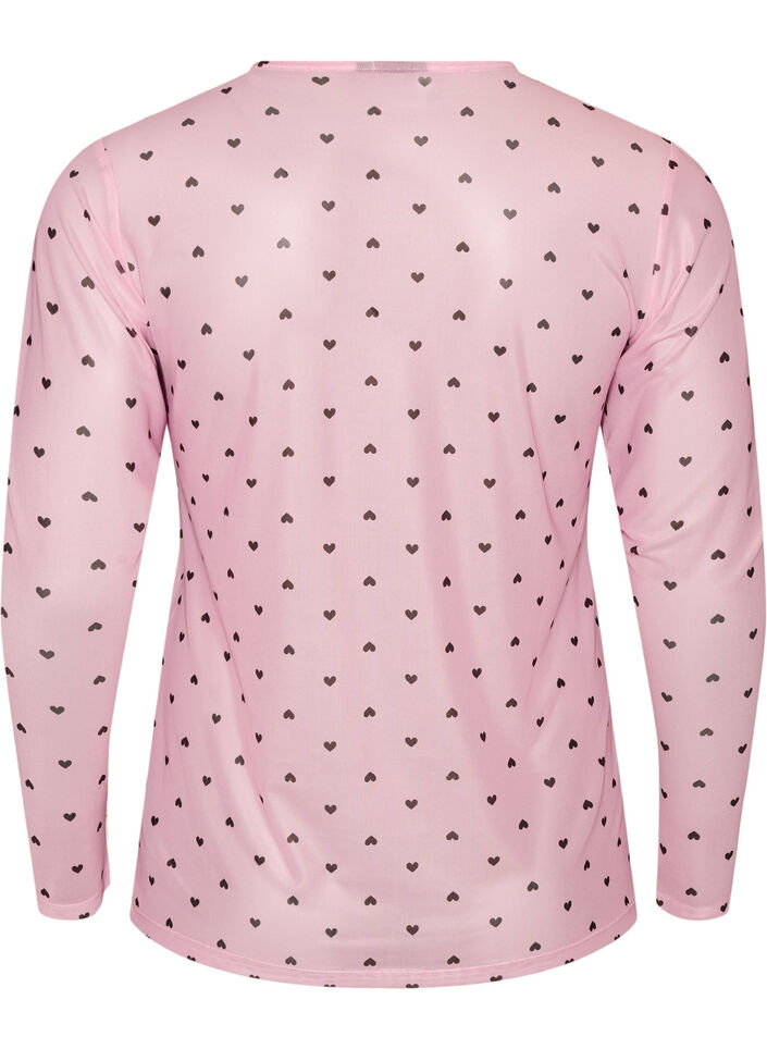 Mesh blouse with print, Pink, Packshot image number 1