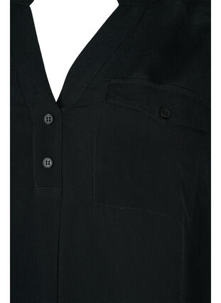 Viscose tunic with short sleeves, Black, Packshot image number 2