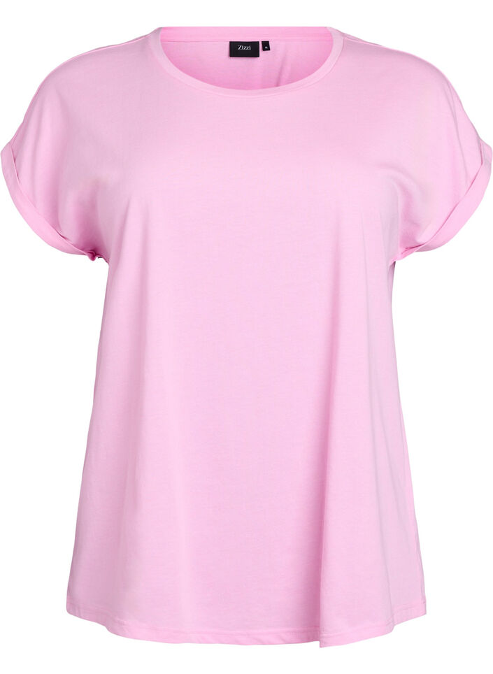 Short-sleeved cotton blend t-shirt, Pink, Packshot image number 0