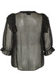 Sheer shirt blouse with dots and ruffle details, Black, Packshot image number 1