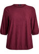 Blouse with texture and 3/4 sleeves, Red, Packshot image number 0