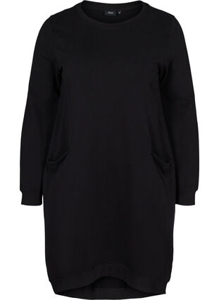 Sweater dress with long sleeves, Black, Packshot image number 0