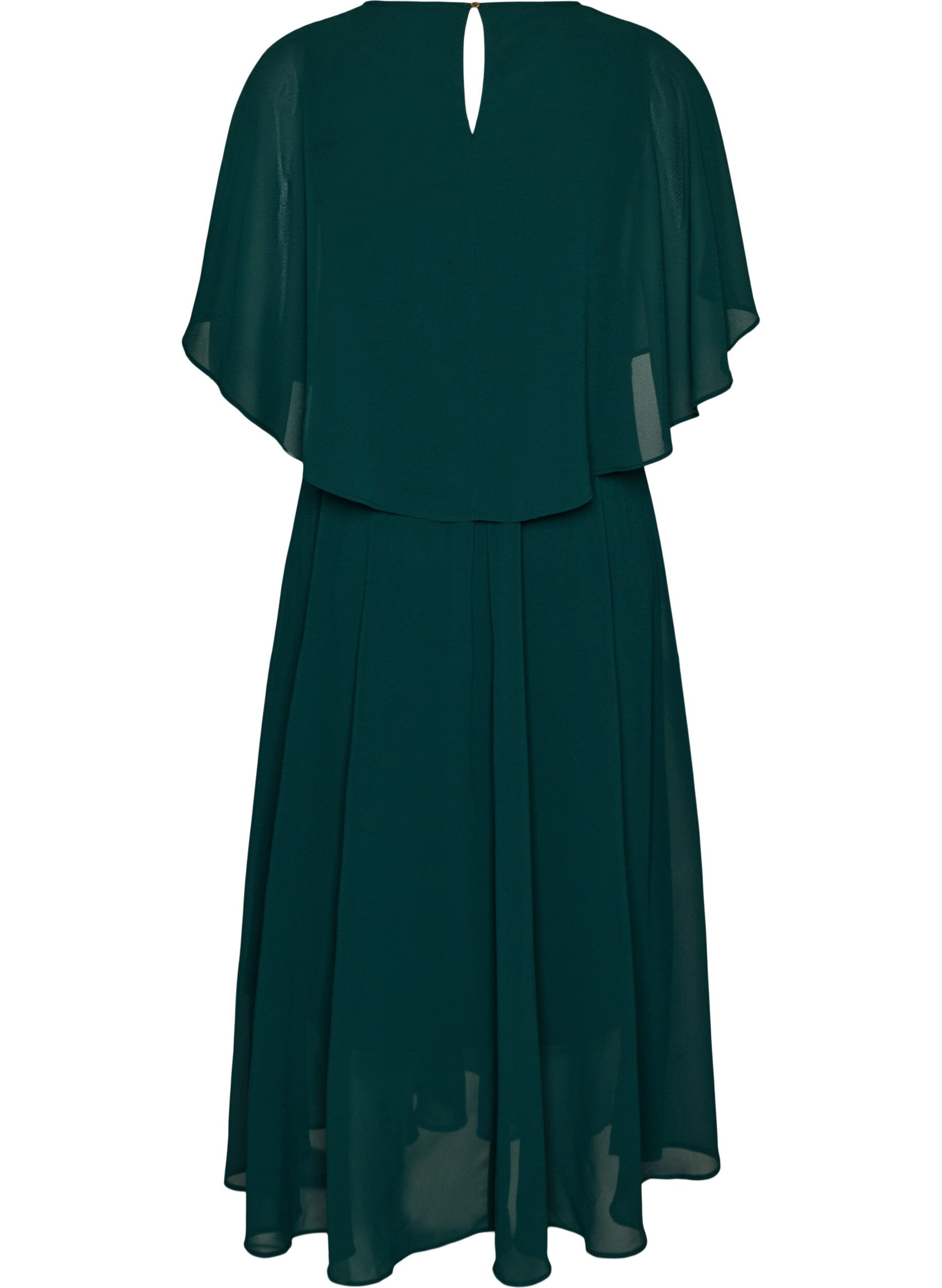 Zizzifashion Short-sleeved maxi dress with a-shape, Green, Packshot image number 1