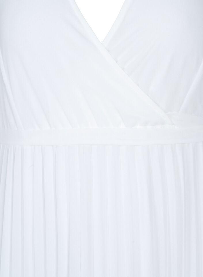 Pleated midi dress with short sleeves, Star White, Packshot image number 2