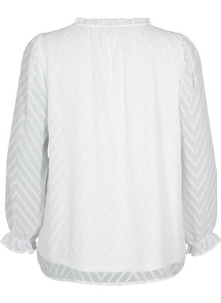 Blouse with long sleeves and frill details, Bright White, Packshot image number 1