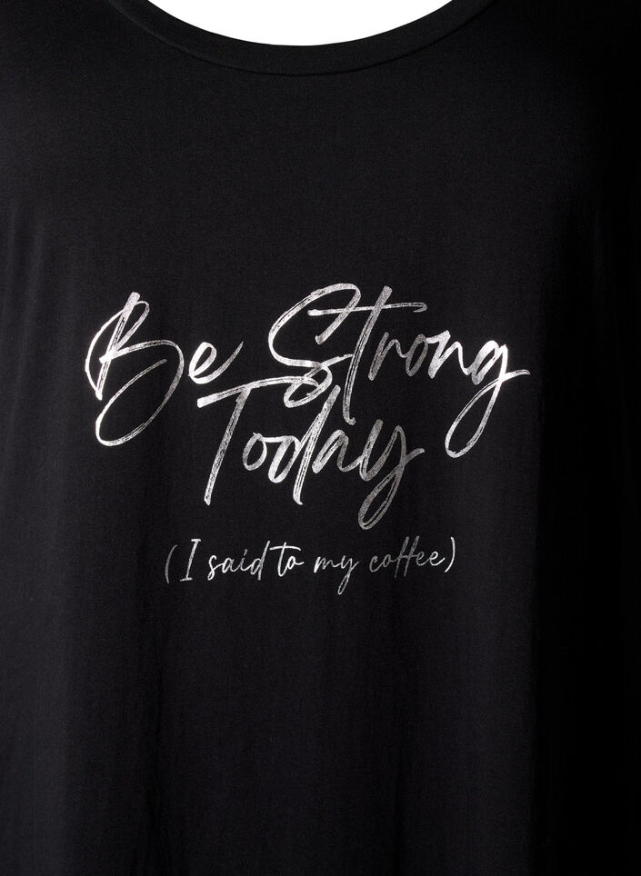 Short-sleeved nightgown in organic cotton, Black, Packshot image number 2