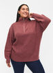 Knitted sweater with high neck and zipper, Red, Model image number 0