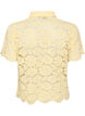 Lace shirt blouse with pearl buttons, Yellow, Packshot image number 1