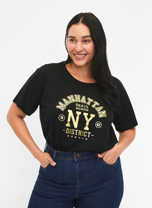 FLASH - T-shirt with motif, Black Ny, Model image number 0