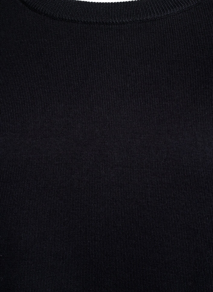 Knitted blouse with short sleeves and small bows, Black, Packshot image number 2