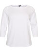 Basic T-shirt with boat neckline and 3/4 sleeves, White, Packshot image number 0