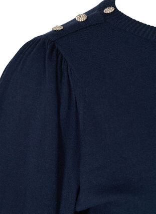 Knitted ribbed sweater with balloon sleeves, Navy Blazer, Packshot image number 3