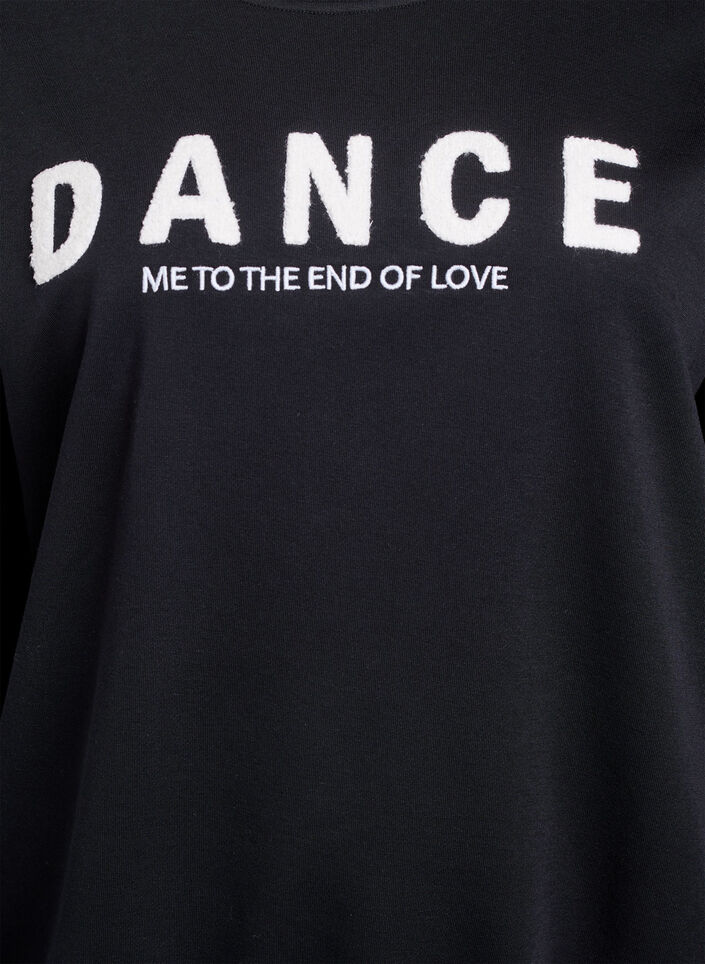 Sweatshirt with terry text, Black, Packshot image number 2