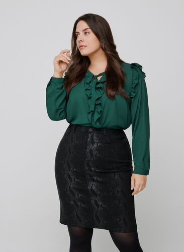 Close-fitting patterned skirt, Black Snake, Model image number 0
