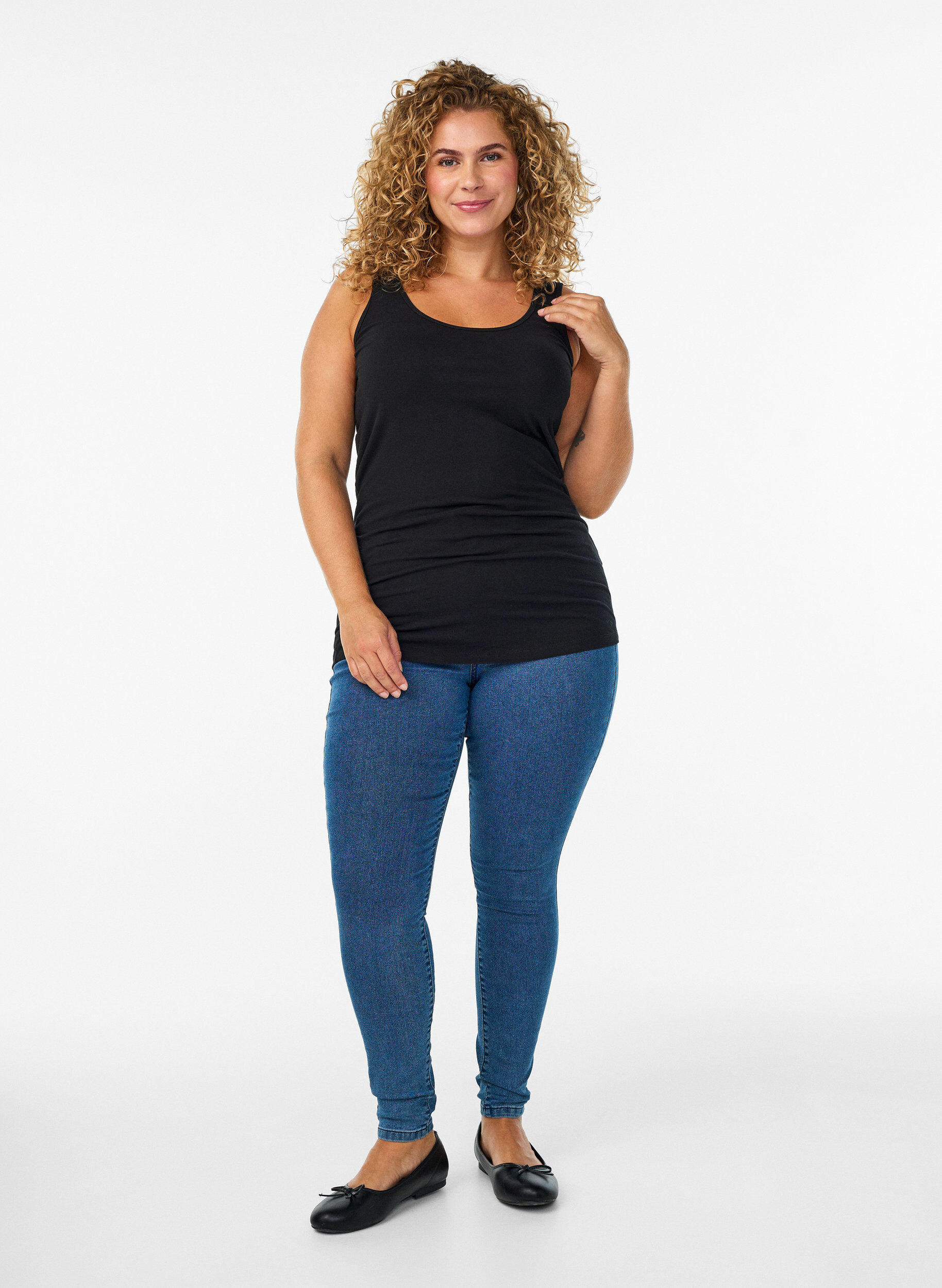 ZizzifashionCotton basic top, Black, Model image number 1