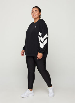 Sweatshirt with print details on the sleeves, Black, Model image number 2