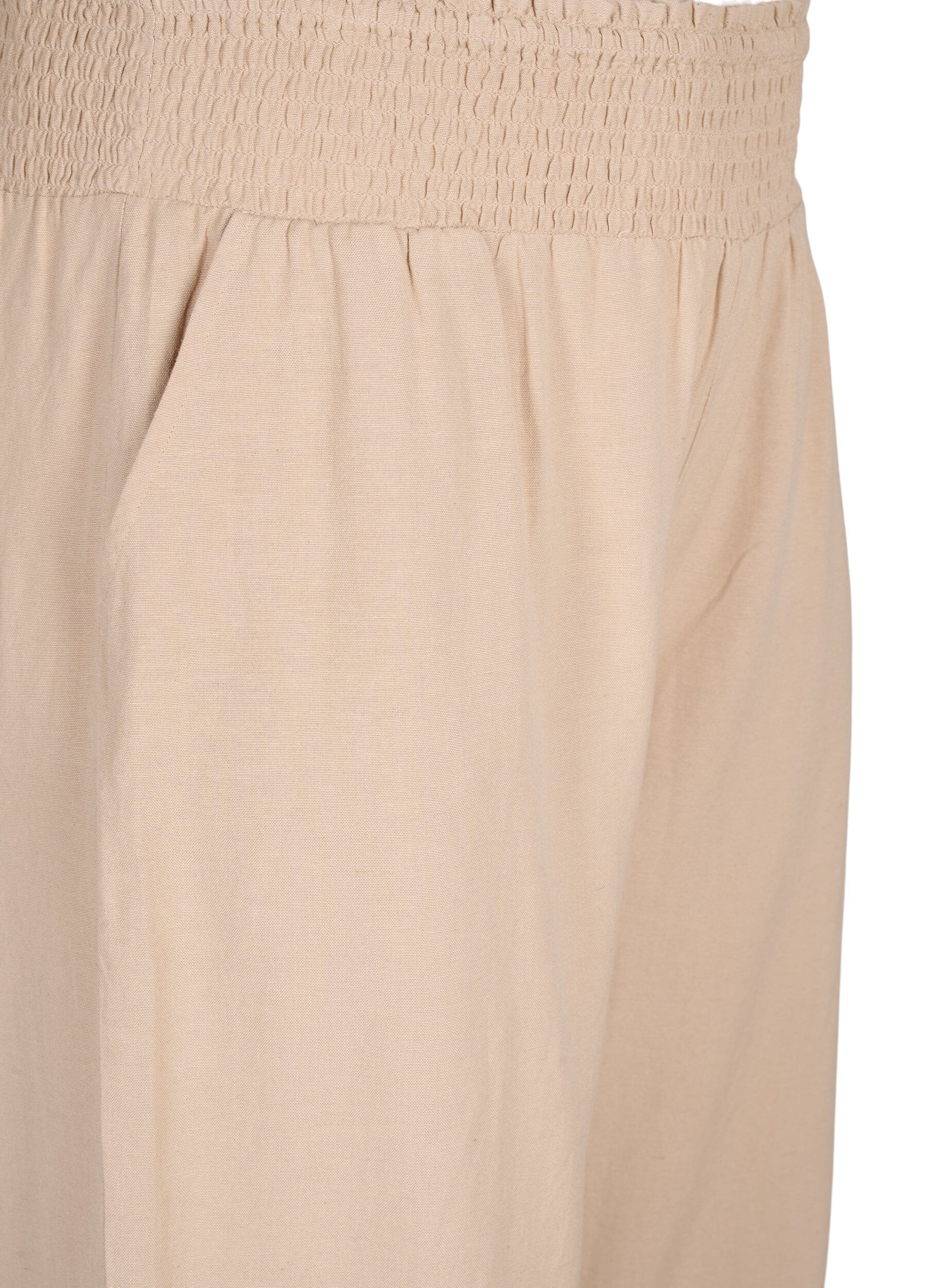 Zizzifashion Smock pants with linen, Beige, Packshot image number 2