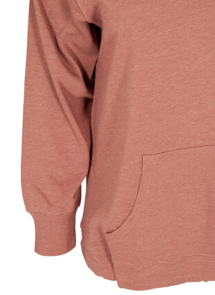 Marled sweatshirt with a hood and pocket, Cognac Melange, Packshot image number 3