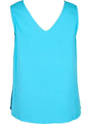 Sleeveless top in cotton, River Blue, Packshot image number 1