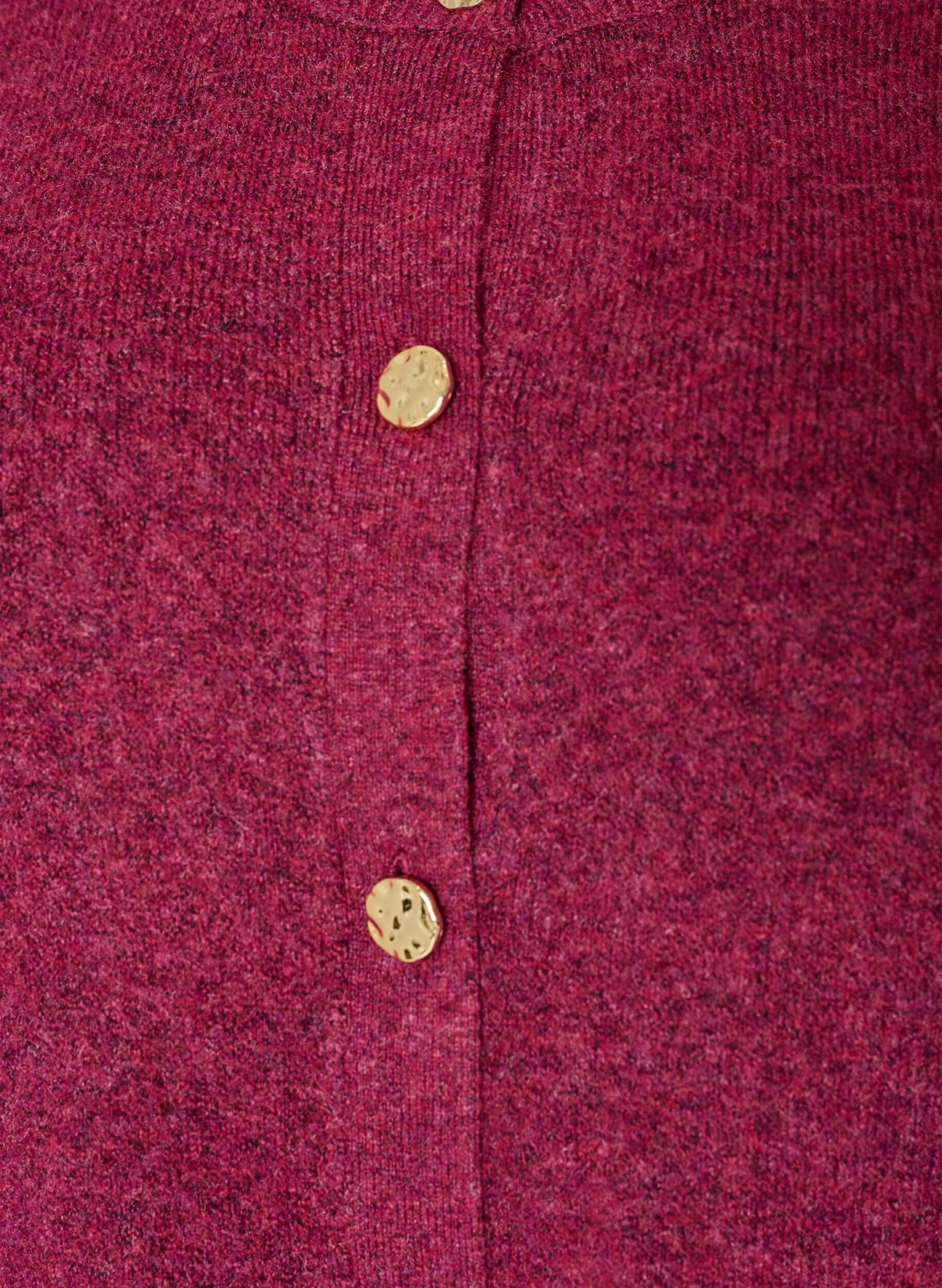 ZizzifashionCardigan in soft knit with gold-coloured buttons, Red, Packshot image number 2